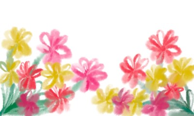 colorful flowers background isolated  on white and copy space for text