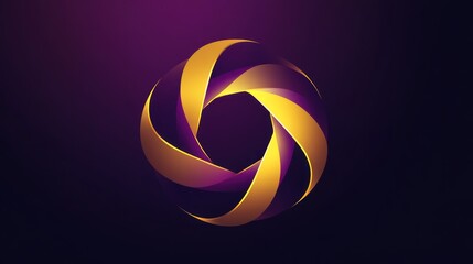 Abstract golden aperture with intricate swirling purple elements design