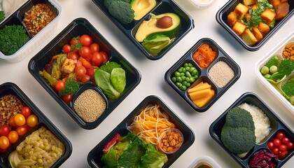 Boxes of delivery food. healthy food