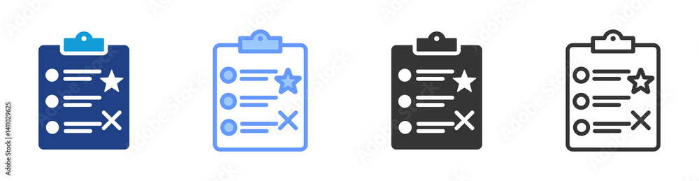 Poster Evaluation icon set multiple style collection