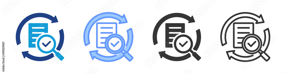 Poster Evaluation Process icon set multiple style collection