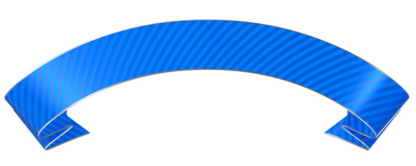 Blue Diagonal Striped Curved Ribbon Banner Design Element