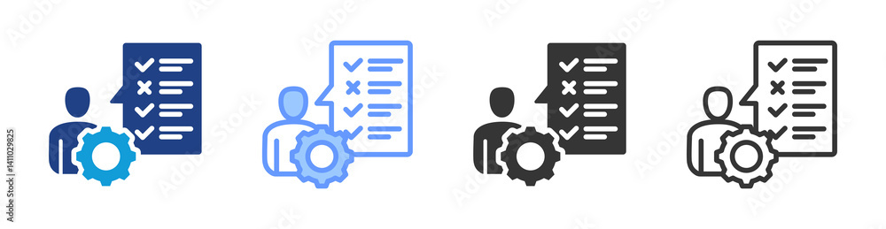 Aufkleber competency assessment icon set multiple style collection