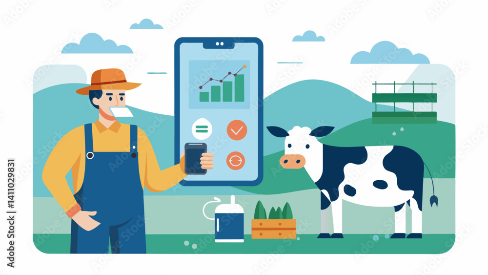 Poster farmers can remotely control and monitor the milking machine through a userfriendly app providing th