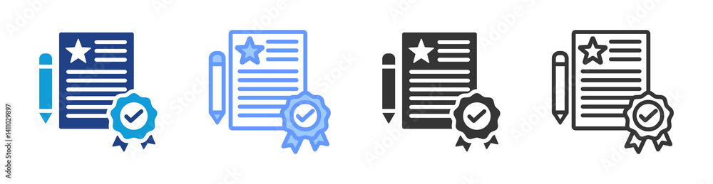 Poster Assessment Report icon set multiple style collection