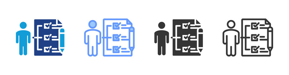 Competency Test icon set multiple style collection