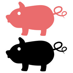 pig icon, simple flat style, illustration, logo sign symbol pictogram template, for ui or ux isolated on white for mobile app, editable