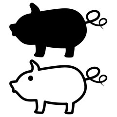 pig icon, simple flat style, illustration, logo sign symbol pictogram template, for ui or ux isolated on white for mobile app, editable