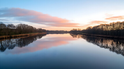 Obraz premium Serene River Sunset Landscape