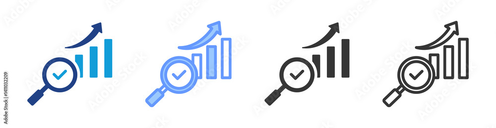 Aufkleber analysis icon set multiple style collection