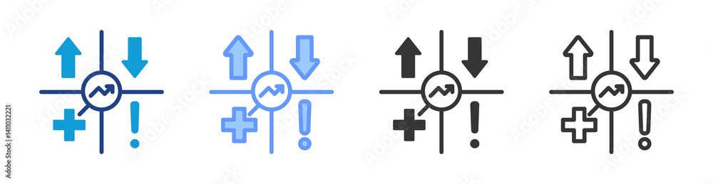 Aufkleber swot icon set multiple style collection