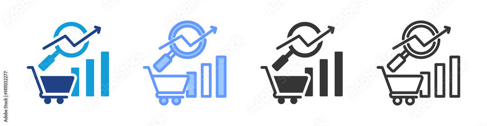 Poster market research icon set multiple style collection