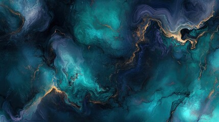Intricate teal and navy marbled abstract design.