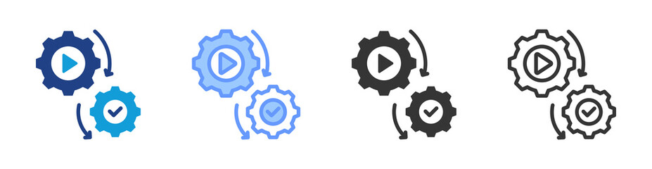 Execution icon set multiple style collection