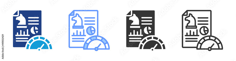 Poster Benchmarking icon set multiple style collection