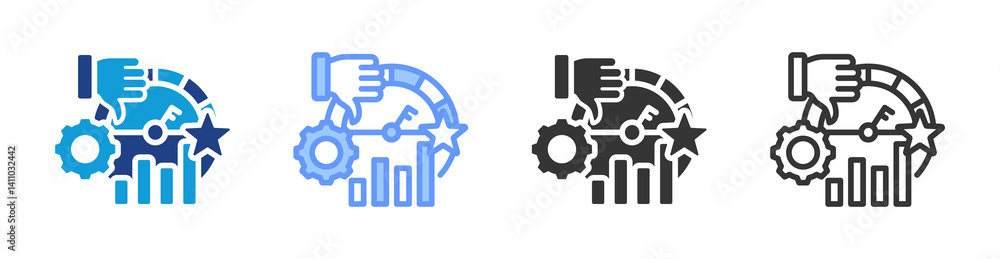 Aufkleber Key Performance Indicator icon set multiple style collection