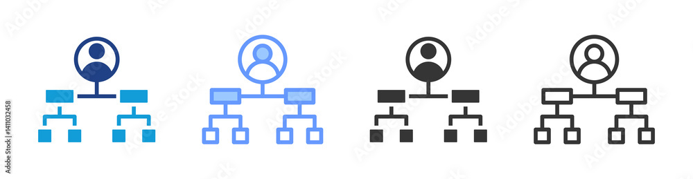 Poster organizational structure icon set multiple style collection