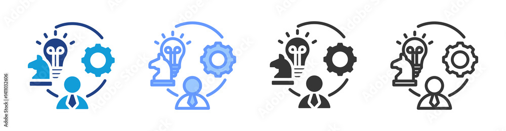 Poster strategic initiatives icon set multiple style collection