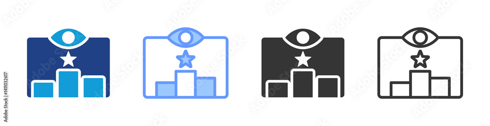 Poster competitive landscape icon set multiple style collection