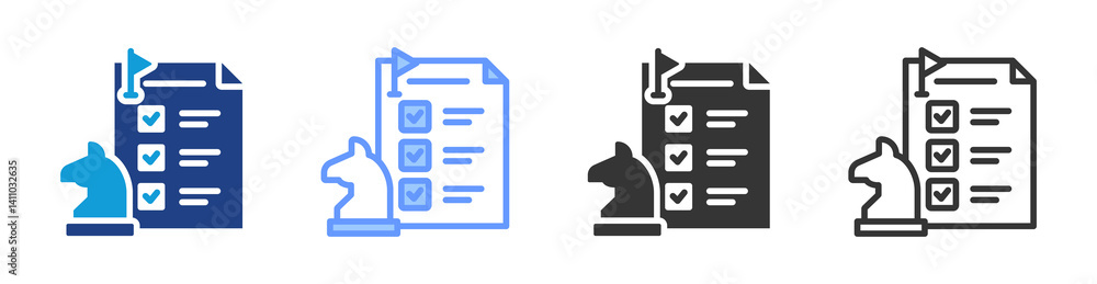 Poster strategic goals icon set multiple style collection