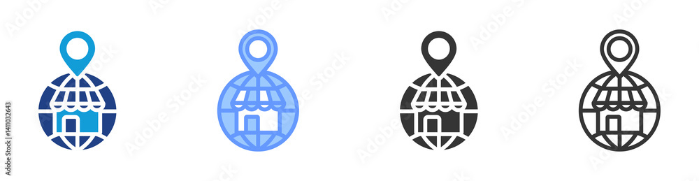 Poster Market Positioning icon set multiple style collection