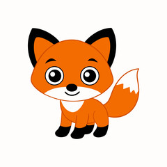 cartoon characters of baby fox isolated on white background