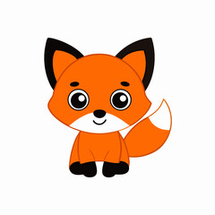 cartoon characters of baby fox isolated on white background
