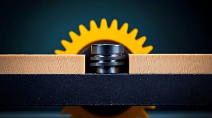 Close-up of a mechanical gear system showcasing precision engineering with a vibrant background