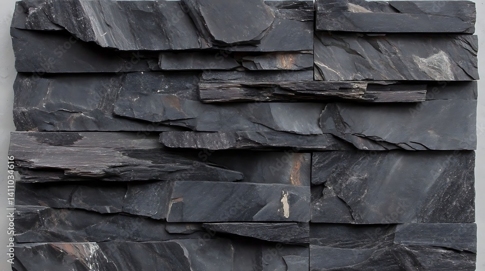 Poster elegant dark slate stone cladding providing depth and textured surface