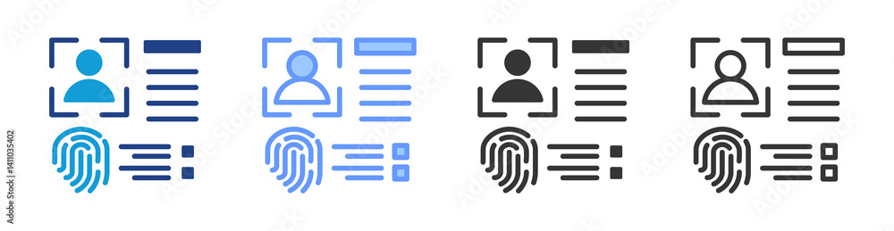 Poster Biometric Data icon set multiple style collection