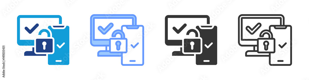 Poster Two Factor Authentication icon set multiple style collection