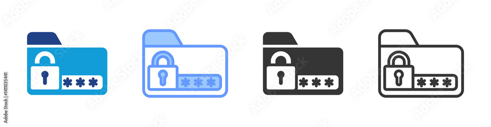 Poster Password icon set multiple style collection