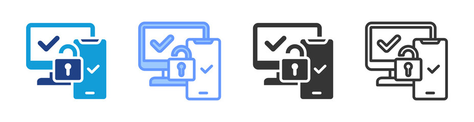 Two Factor Authentication icon set multiple style collection