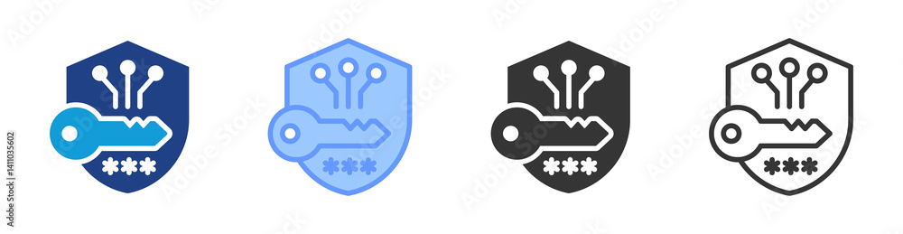 Poster Encryption Key icon set multiple style collection