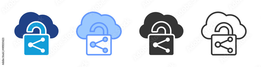 Aufkleber Secure Transmission icon set multiple style collection
