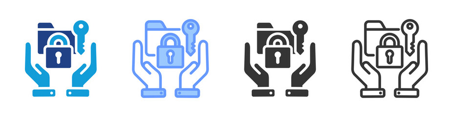 Data Handling icon set multiple style collection