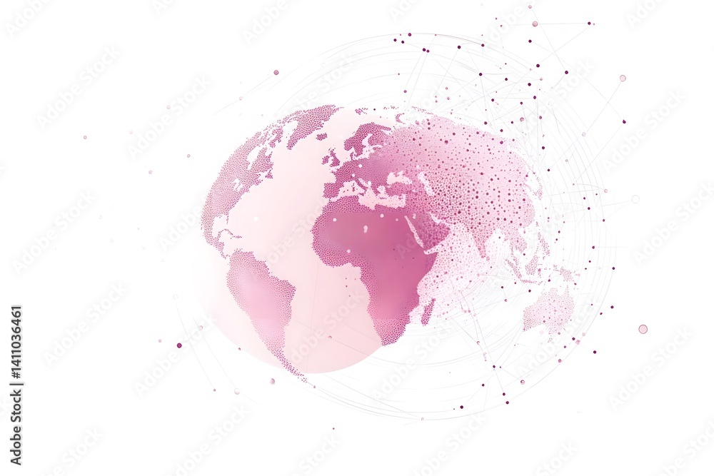 Wall mural global network connection world map , generative ai