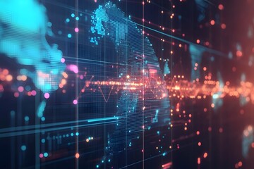 Obraz premium Global network connection world map , Generative AI