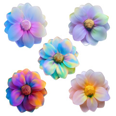 Colorful, Ethereal Flowers in Pastel Hues Perfect for Home Decor or Art Projects on transparent background