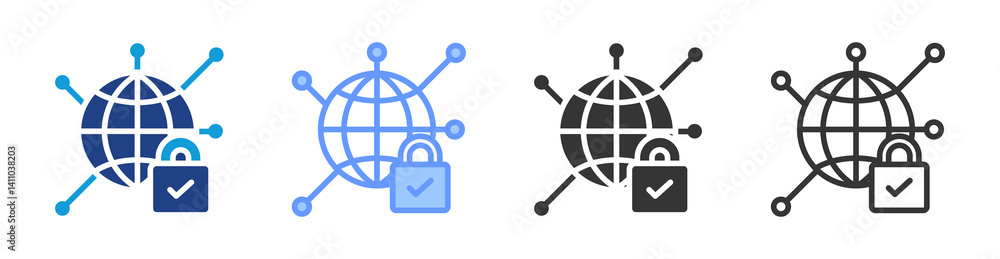 Poster Secure Network icon set multiple style collection