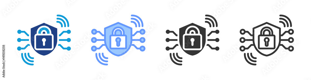 Poster Security Awareness icon set multiple style collection