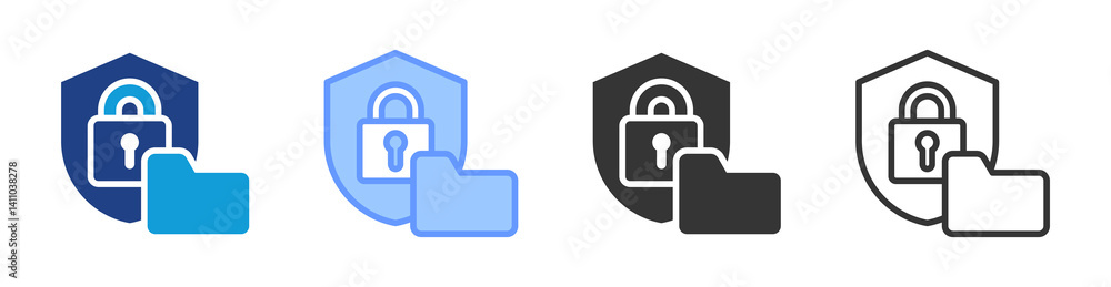 Poster Data Protection icon set multiple style collection