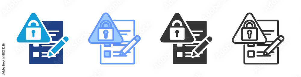 Poster risk assessment icon set multiple style collection