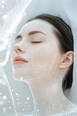 Woman face skincare technology , Generative AI	

