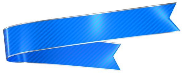 Glossy Blue Ribbon Banner with Silver Edge, Diagonal Stripes, 3D Render