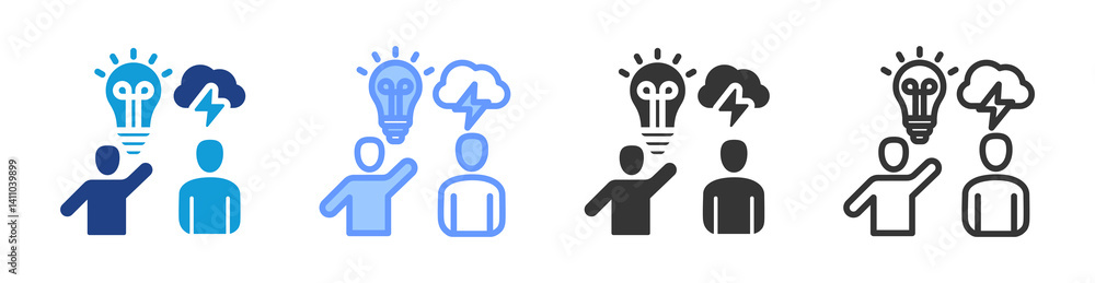 Poster coaching icon set multiple style collection