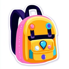 Fototapeta premium Playful Yellow Backpack Illustration with Pink Accents