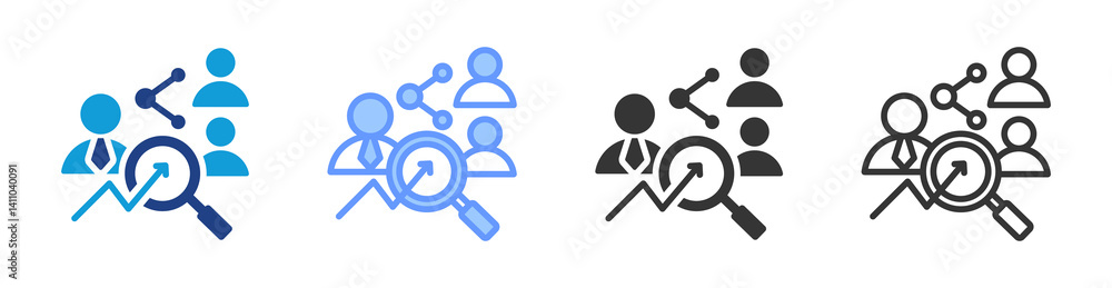 Aufkleber research team icon set multiple style collection