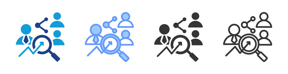 Research Team icon set multiple style collection
