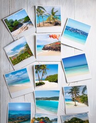 printed photos of holiday on white board